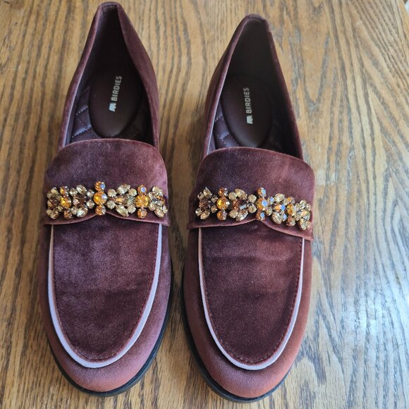 NWOB Birdies Brown Velvet Jeweled Smoking Loafer Size 9.5 - Picture 15 of 16